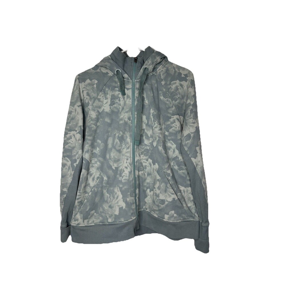 Athleta Triumph Full Zip Hoodie, Green Large Zip Up Workout Exercise